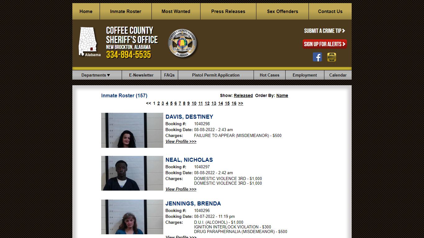 Inmate Roster - Coffee County AL Sheriff's Office